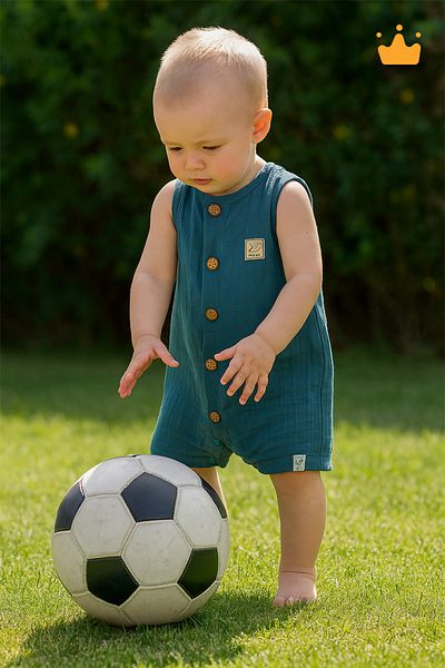Begisa 100% Cotton Muslin Overalls for Baby Boy - Wide Straps, Snaps 22405