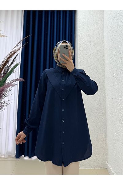 MİHRA STORE Zeynep Linda Shirt with Allergy on the Front and Back-El1697 Navy Blue