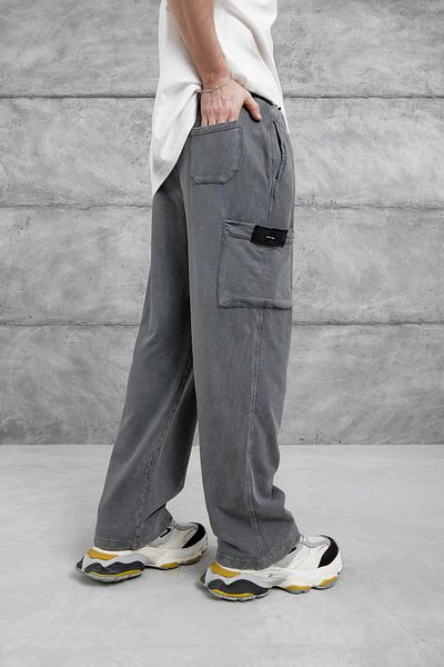 NOMARC Smoked Washed Cargo Pocket Baggy Sweatpants