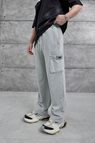 NOMARC Γκρι Washed Cargo Pocket Baggy Sweatpants
