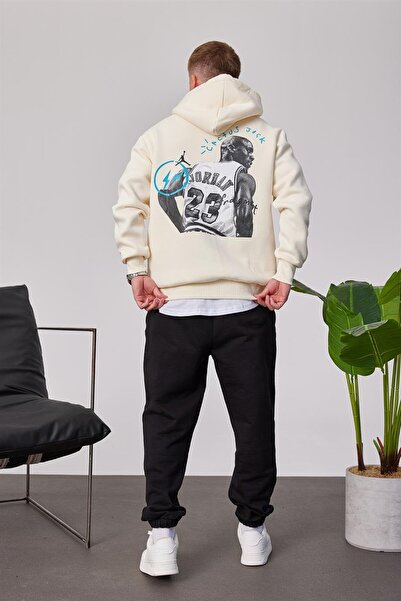NOMARC Erkek Jordan 23 Krem Kapüşonlu Sweatshirt
