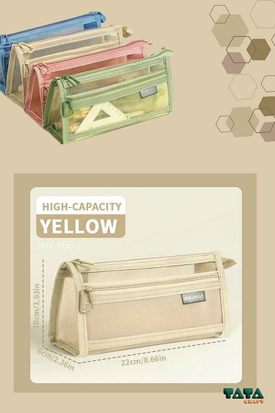 TATA CRAFT Morandi * Beige Mesh Organizing Bag Pen Holder Cosmetic Bag