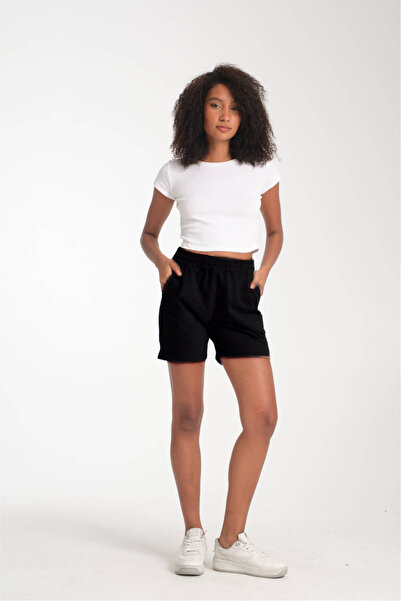 VERSCOVE Kadın mini boy yan cepli 2 iplik mevsimlik penye şort