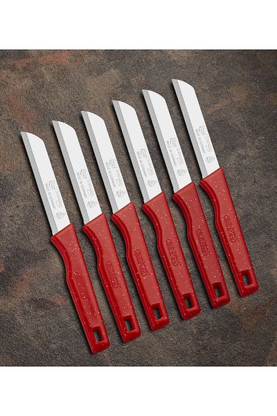 onon Sofrada Moda 6-Piece Red Glitter Solingen Fruit Knife - Serrated and Cornered Hanger