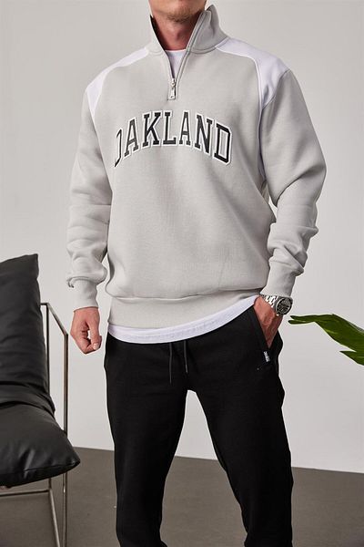 NOMARC Γκρι φούτερ Oakland με φερμουάρ στο γιακά