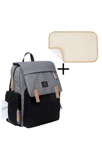 Quasar & Co. Textile Backpack, For Mothers And Babies, Compartmented, 40x30x13 Cm, Gray