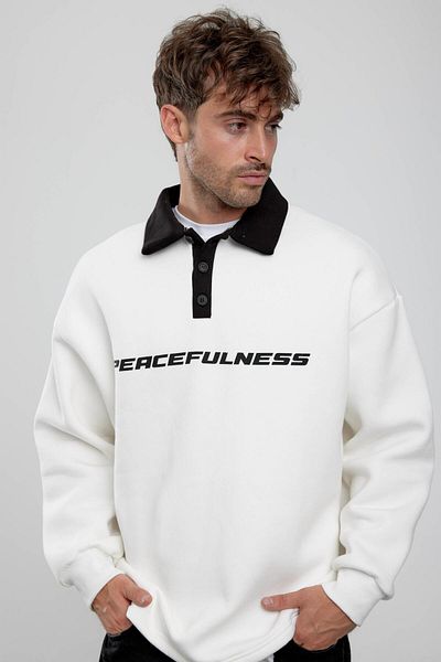 NOMARC Λευκό φούτερ με γραμμένο γιακά White Peacefulness