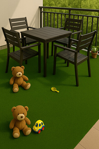 KEVLİNE Kevline Home Modern Çim Halı Kaymaz Taban Balkon Halısı Bahçe Halısı ...