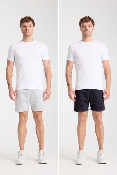 VERSCOVE Men's Short 2-Piece Advantage Set with Side Pockets, Lace-Up Waist, Comfortable Combed Cotton Shorts