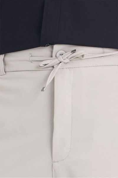EXSPORT Men's Side Pockets, Elastic Waist, Lace-Up Belt, Relaxed Fit, Comfortable Cut Cool Fabric Trousers