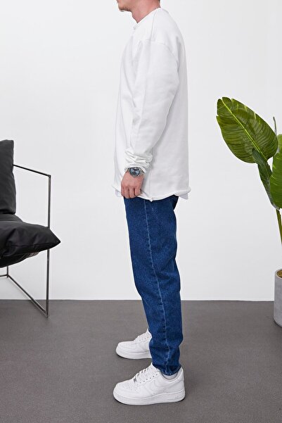 NOMARC Λευκό φούτερ με βρώμικο γιακά