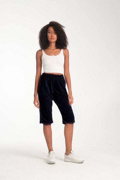 VERSCOVE Women's Capri Size 2 Piece Super Set Side Pockets, Adjustable Waist Lacing Bermuda Combed Cotton Shorts