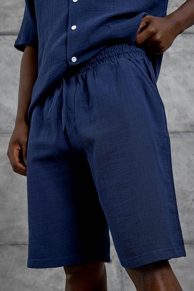 NOMARC Navy Blue Muslin Basic Shorts
