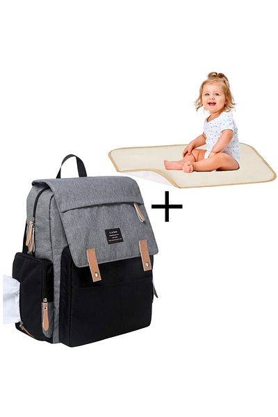 Quasar & Co. Textile Backpack, For Mothers And Babies, Compartmented, 40x30x13 Cm, Gray