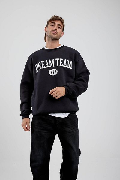 NOMARC Черен суитшърт с черен надпис Dream Team