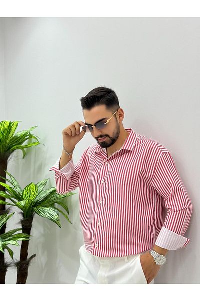 JACK CAPRİO Cămașă cu dungi pentru bărbați - Regular Fit Fit - Kamus Feather de înaltă calitate