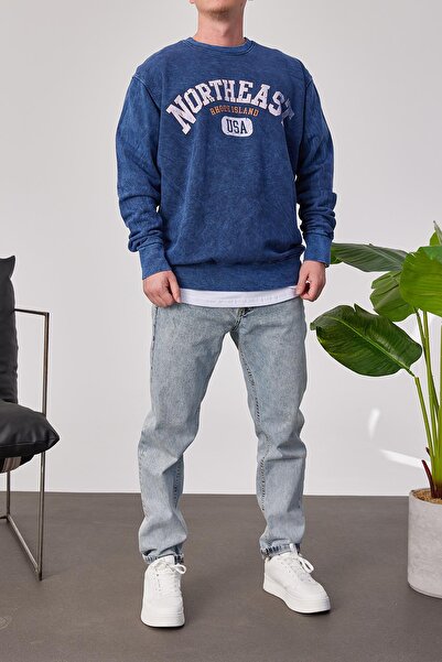 NOMARC Νότιο-Ανατολικό Μπλε Φούτερ Με Ύφασμα Φθοράς