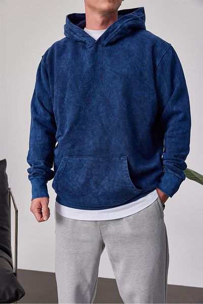 NOMARC Πλένεται Basic Hooded Navy Blue φούτερ