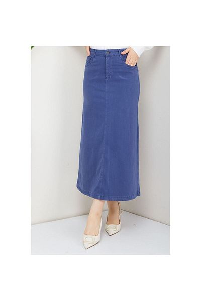 VELLICHOR Μεσαίο μήκος Lycra Gabardine Φούστα Antique Navy Blue-672