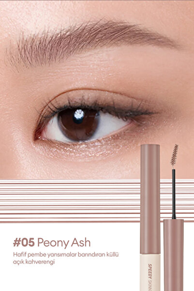 PERIPERA Özel Fırça Tasarımlı, Yoğun Pigmentli Kaş Maskarası PERIPERA Speedy Skinny Brow Mascara 05 Peony Ash