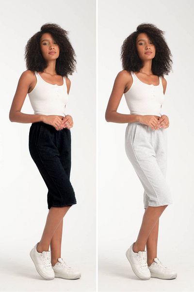 VERSCOVE Women's Capri Size 2 Piece Super Set Side Pockets, Adjustable Waist Lacing Bermuda Combed Cotton Shorts