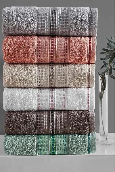 MODALİN 50x90 set of 6 fiona hand and face towel mixed color