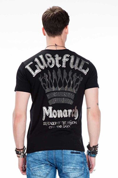 Cipo&Baxx Ανδρικό μπλουζάκι με στάμπα με φύλλο χρυσού CT377