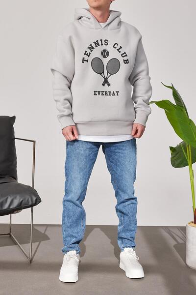 NOMARC Φούτερ Tennis Club Γκρι με κουκούλα