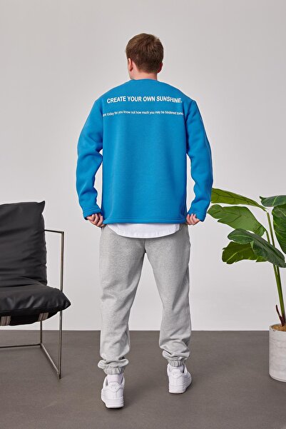 NOMARC Μπλε φούτερ με γραφή στην πλάτη