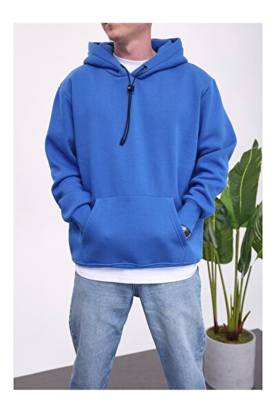 NOMARC Світшот з капюшоном, синій, з деталями з ниток