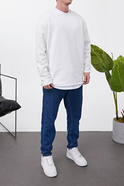 NOMARC Λευκό φούτερ με βρώμικο γιακά