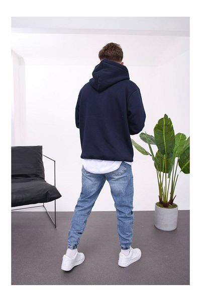 NOMARC Φούτερ με κουκούλα Navy Blue - Basic Model με λεπτομέρεια σχοινιού
