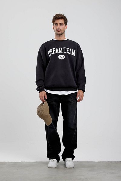 NOMARC Черен суитшърт с черен надпис Dream Team