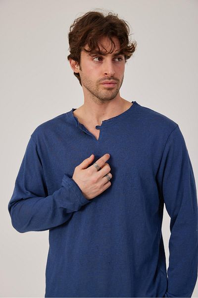 NOMARC Μακρυμάνικο Indigo Slim εποχιακό μπλουζάκι
