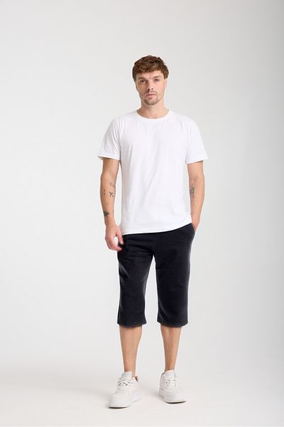 VERSCOVE Men's Capri Length Side Pockets Lace-Up Waist Basic Bermuda Combed Cotton Shorts
