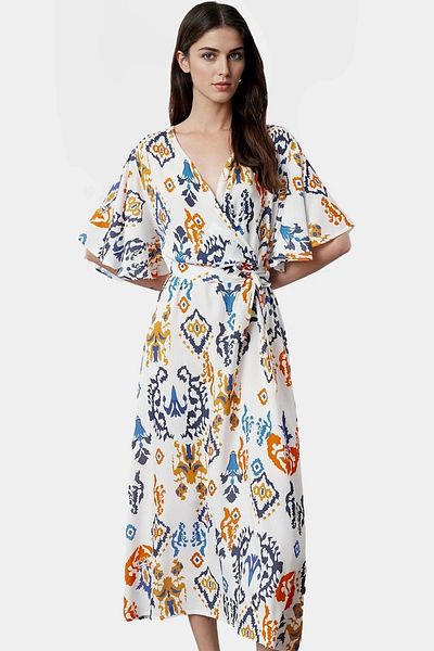 PayBuy Summer Multi Ethnic Print a Line Midi Dress Comfortable Cut with Stylish Belt Detail