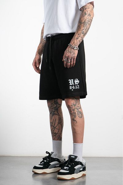 UKHWD SUPPLY Retro Y2K 100% Cotton Black Men's Shorts