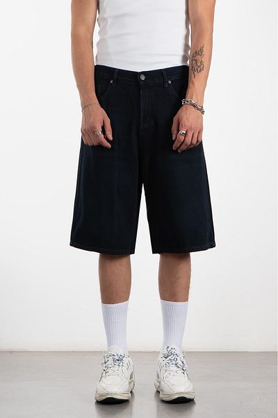 UKHWD SUPPLY Dark Navy Blue Baggy Jean Men's Shorts Jorts