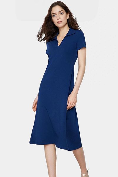 PayBuy Women's Polo Neck Knitted Midi Dress Cotton Comfortable Daily Use of Distinguished Material
