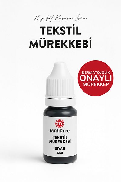 MÜHÜRCE Textile Ink – Black Ink for Clothing Embroidery (5 ml) - School Embroidery Ink