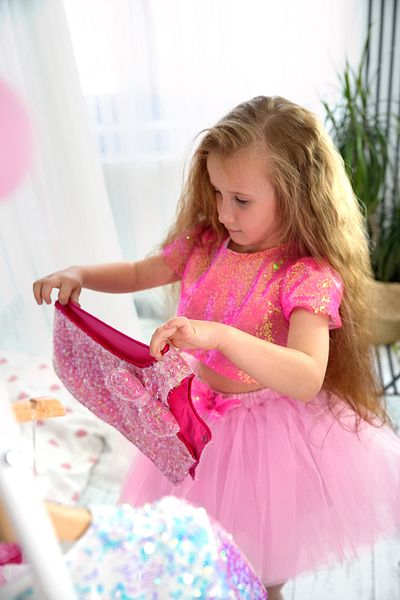 DUCA Glitter Sequin Crop and Fluffy Tutu Skirt Double Set