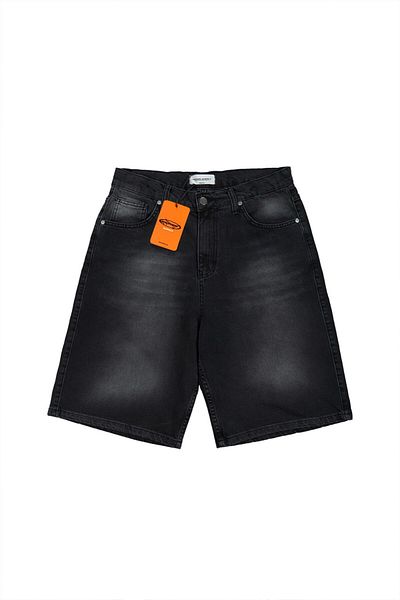 UKHWD SUPPLY Black Baggy Denim Urban Jort Men's Shorts