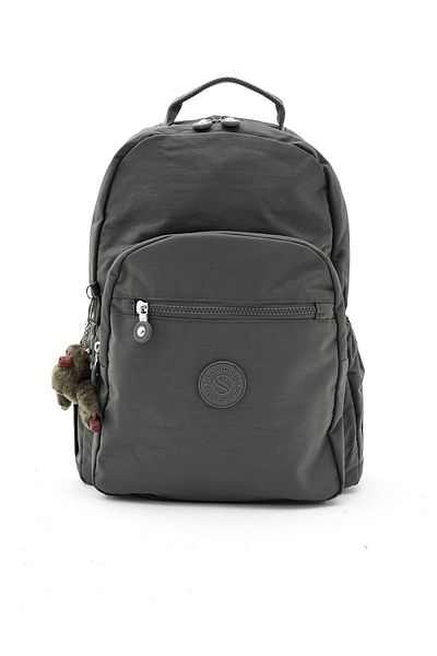 Sanmorris Unisex Crinkle Fabric Multi-Compartment - Water Resistant Large Size Dark Gray Laptop School and Backpack