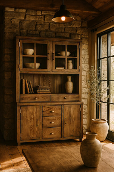 aSSa Vitrin, Büfe %100 Masif Kestane Ağacı