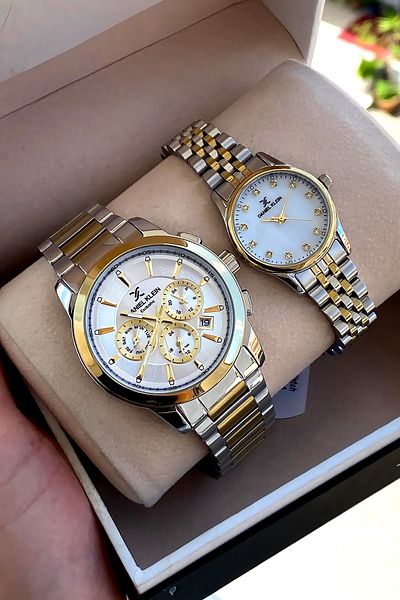 Daniel Klein Genuine Gold Color Lover Couple Wristwatch with Steel Waterproof Bracelet Gift