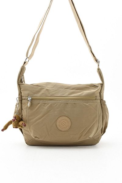 Sanmorris Beige Colored Water Resistant Crinkle Fabric - Multi-Compartment Daily School and Travel Bag