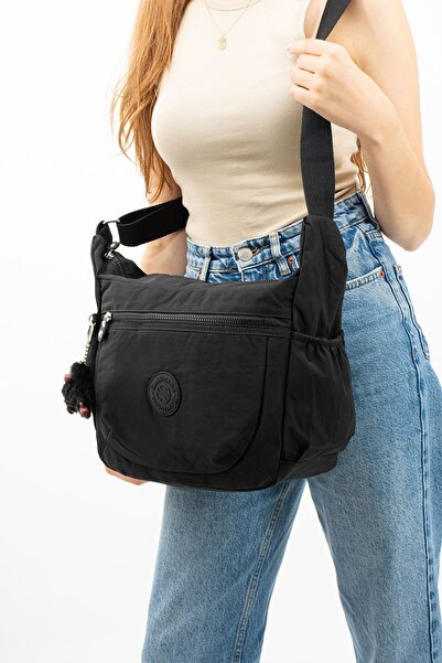 Sanmorris Unisex Crinkle Black Daily Bag - Water Resistant, Cross Color, for School and Travel