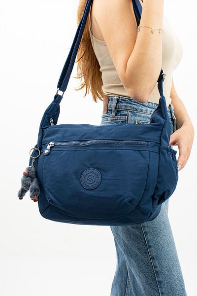 Sanmorris Geantă de călătorie și de umăr pentru școală, unisex, albastru marin Crinkle - rezistentă la apă
