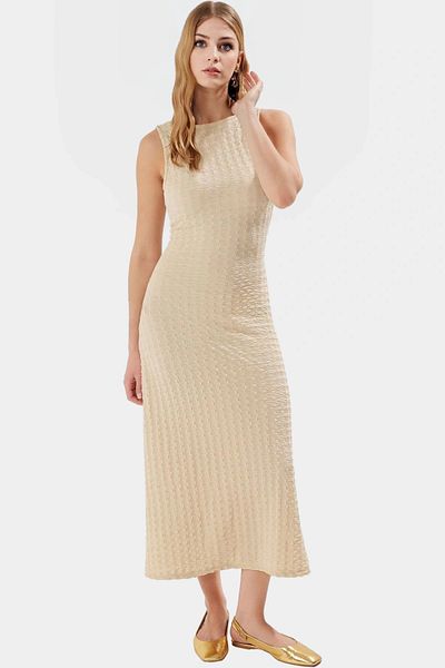 PayBuy Maxi Knitted Dress V-Neck Backless 97% Cotton Casual Chic Comfortable Cut Perfect Fit