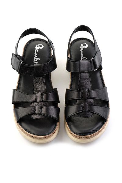 Bambi Black Leather Women's Sandals K05087400603
